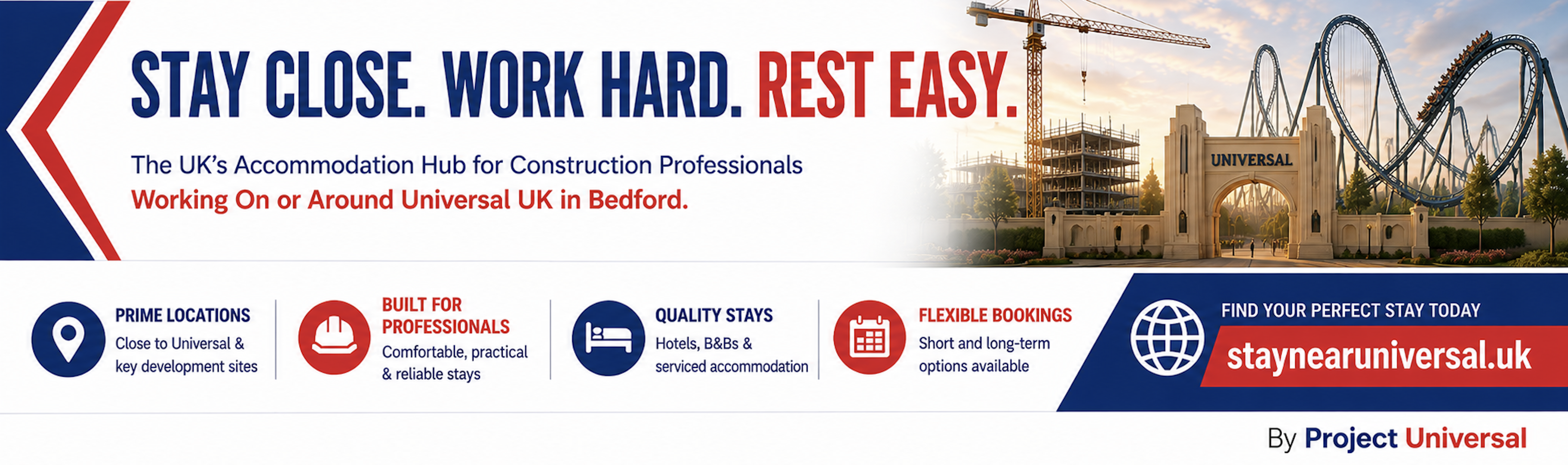 Stay Near Universal accommodation hub for construction professionals visiting major sites and destinations