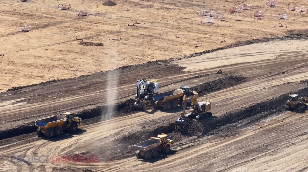 A fleeting dust devil caught on the Universal UK Resort construction site