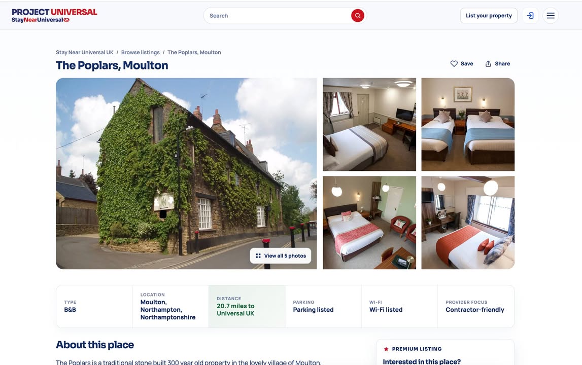 List your Bedford-area accommodation on Stay Near Universal