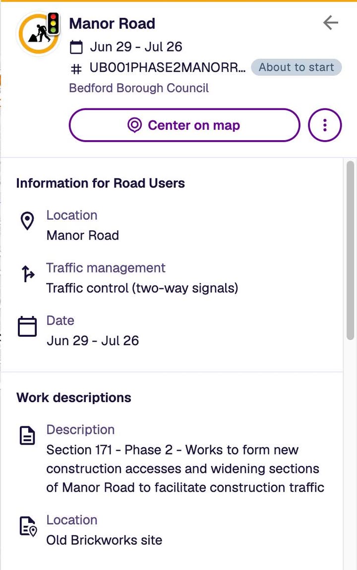 Phase 2 of Manor Road works under way from 29th June to 26th July